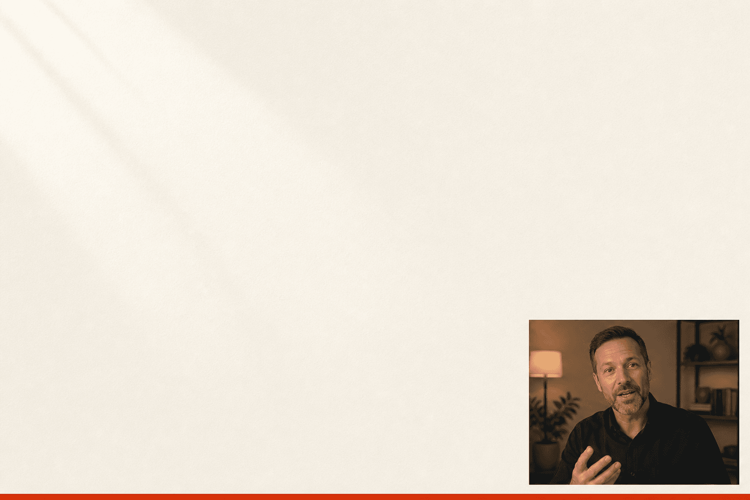 A frame from a recorded course: the presenter in the corner, his slide filling the screen.